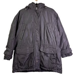 EDDIE‎ BAUER Coat XL Goose Down Wool Parka Full Zip and Snap Pockets Cinch Waist